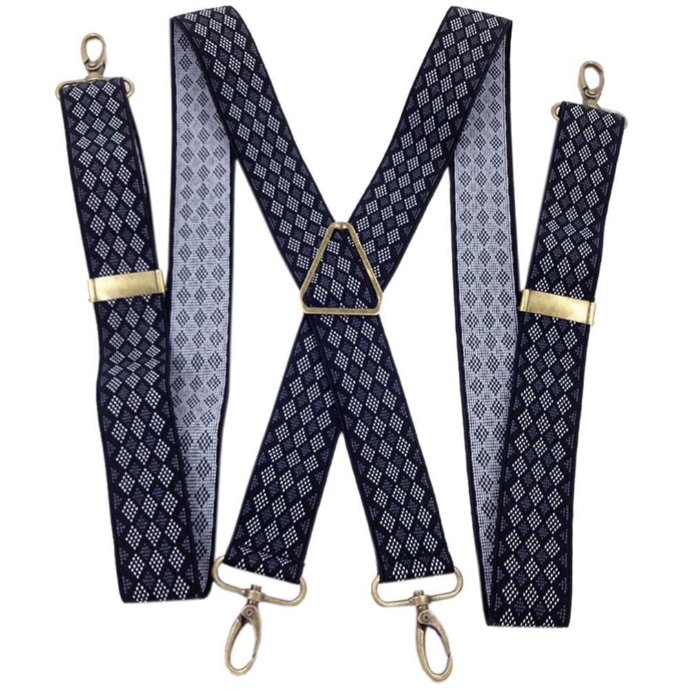 MENDENG Men's Elastic X-Back Suspenders Metal Swivel Hook Clip Shoulder High Elastic Suspenders Husband Father: Grey Plaid