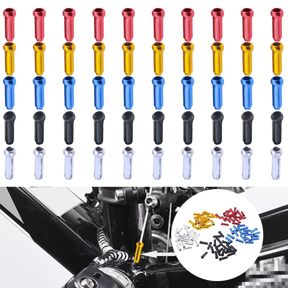 50Pcs Bicycle Brake Wire End Caps Mountain Road Bike Brake Inner Cable Tips MTB Wire End Cap for Brake Shift Derailleur Cable