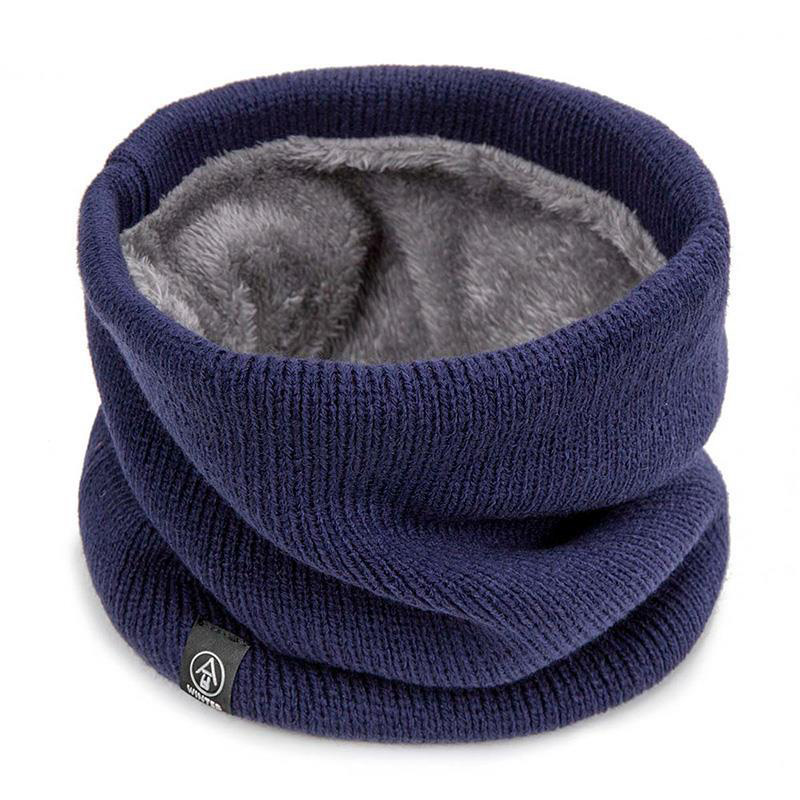 Sciarpa calda invernale per ragazzi ragazze bambini sciarpa per bambini sciarpe con collo in lana spessa sciarpa anello in maglia di cotone sciarpe solide: C Navy