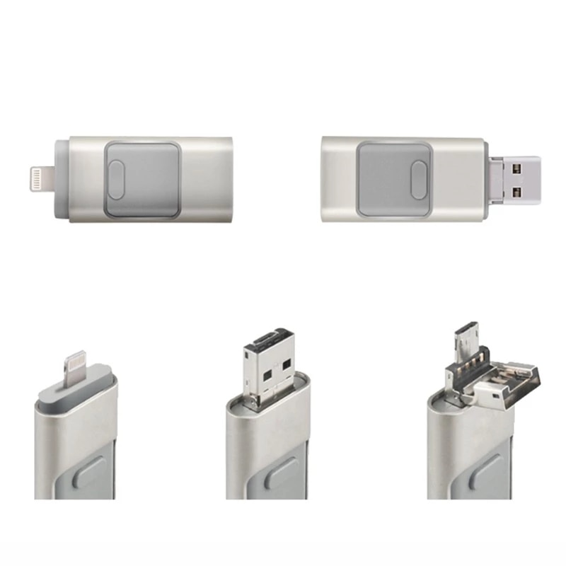 Usb Flash Drives Compatibel Iphone/Ios/Apple/Ipad/Android & Pc 128Gb [3-in-1] Lightning Otg Jump Drive 3.0 Usb Memory Stick