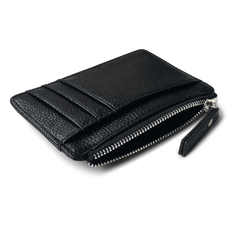 Men Wallet Solid Color Textured PU Zipper Card Holder Mini Coin Purse BS88: Default Title