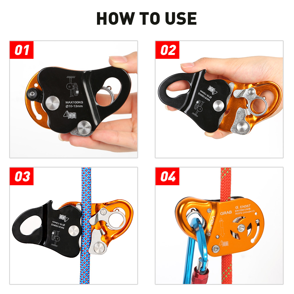 XINDA Rock Climbing Asending & Descending Safety Equipment Removable Rope Gripper Automatic Lock Anti Fall Protctive Gear