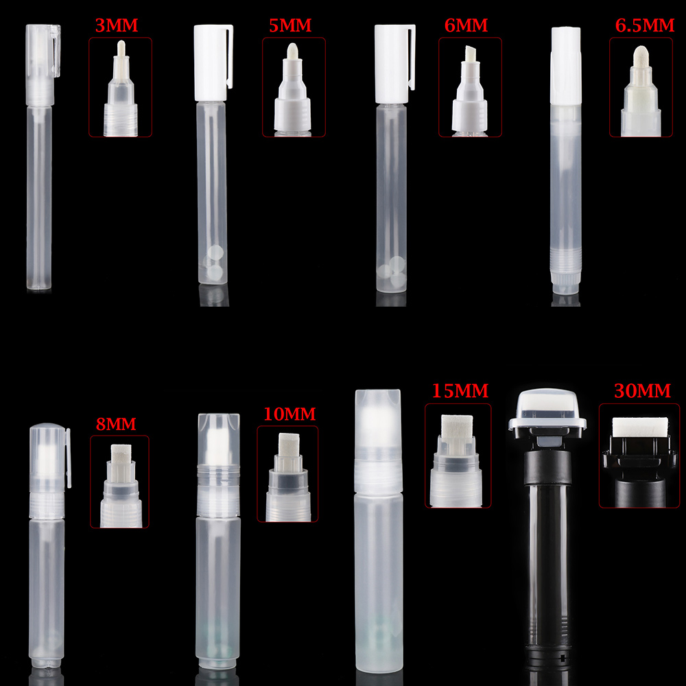 Tubo de plástico vacío para bolígrafo, barras de plástico para grafiti, marcadores de tiza líquida, accesorios de pluma de pintura, 3mm, 5mm, 6,5mm, 8mm, 10mm, 1 ud.