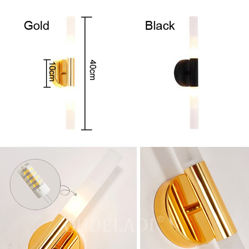 Modern metal tube pipe up down LED wall lamps Bedroom foyer washroom living room toilet bathroom wall light lamp