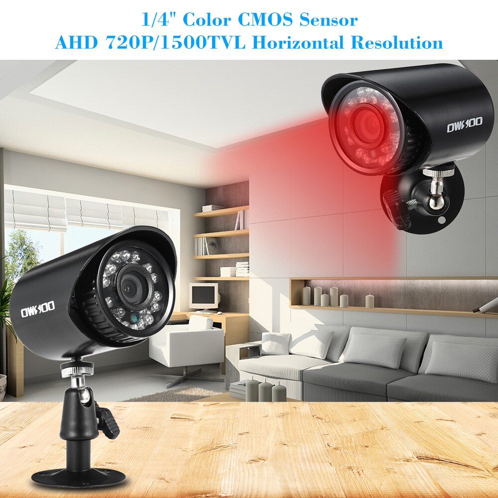 OWSOO 4*720P 1500TVL AHD Wasserdichte CCTV Kamera + 4 * 60ft Überwachung Kabel Unterstützung IR-schneiden Nacht Ansicht 24 stücke Infrarot Lampen