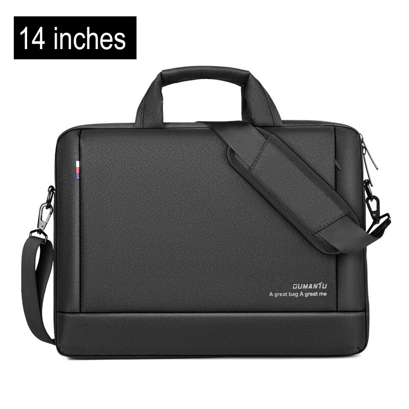 Unisex Oxford Aktentasche Laptop Taschen Business Büro Handtaschen Dokumente Lagerung Tasche Einfarbig Wasserdichte Reisetaschen XA755ZC: 14inch Black