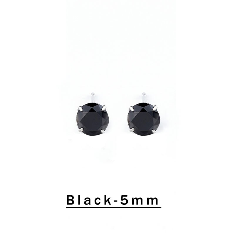 S925 Sterling Ohrringe Pins Kristall Strass 3 4 5 6mm Frauen Klassische Stud Ohrringe Silber Farbe zirkonia perlen Ohrring mädchen: Black-5mm