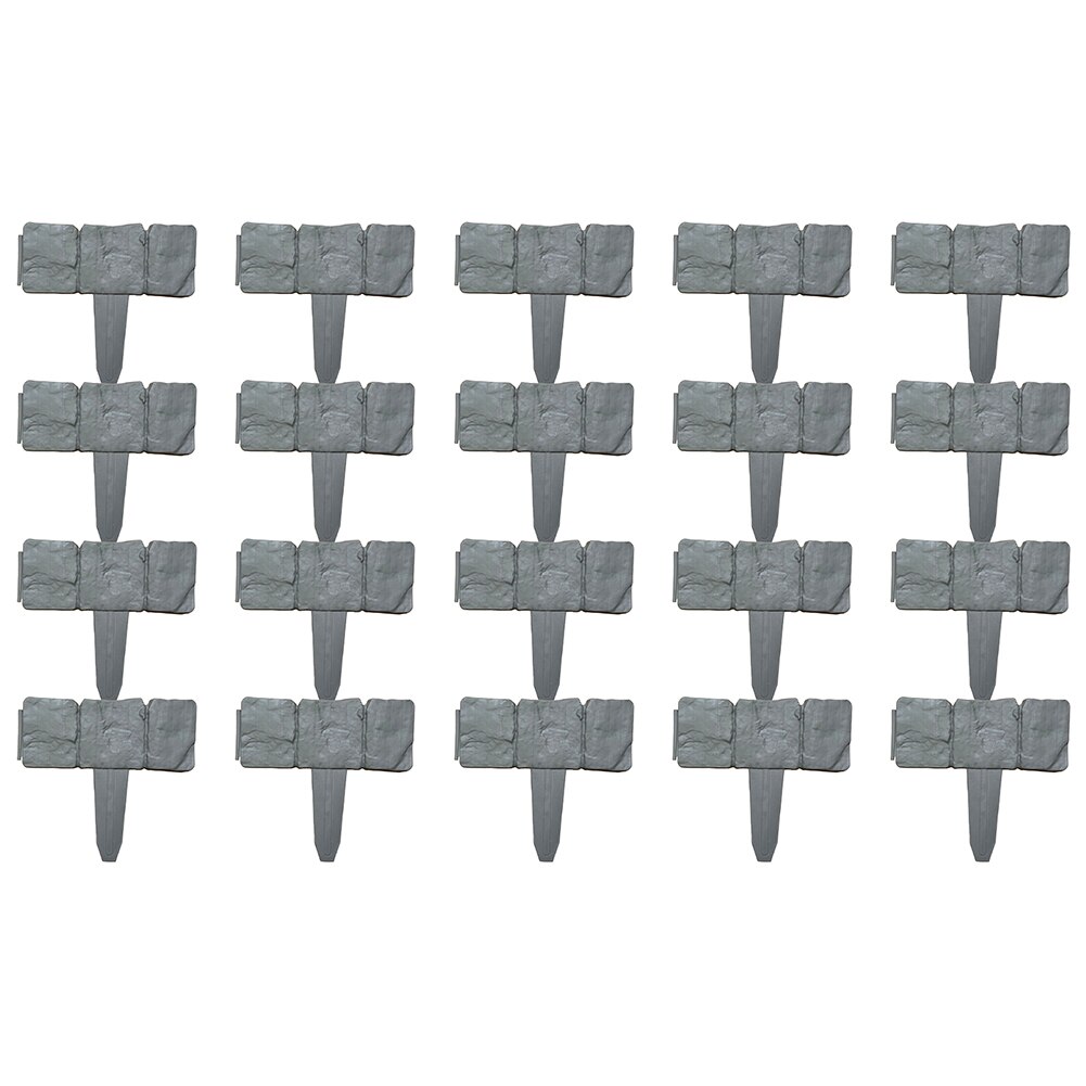 10/20pc Imitation Stone Effect Plastic Fence Lawn Edging Plant Flower Fence-Path Bed Garden Border For Household Garden Supplies: 20 PCS