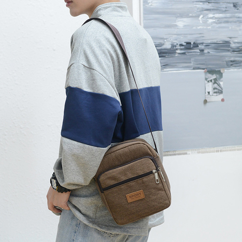 Bolso lateral para hombre, bandolera de negocios, versión coreana de , bandolera de hombro individual de lona de gran capacidad para hombre