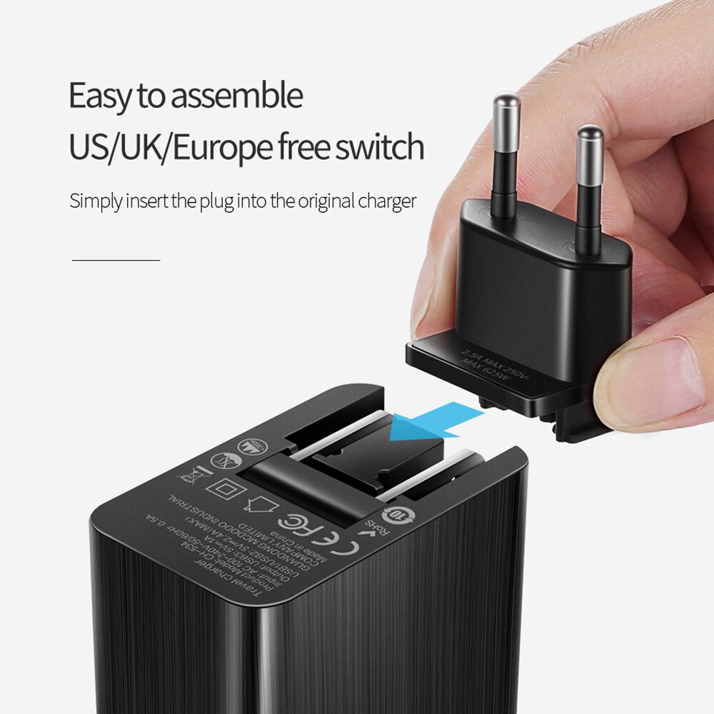 Mcdodo USB Charger EU/US/UK 3 in 1 Universele Reizen Mobiele Telefoon USB Lader Snelle 3.4A Opladen wall Charger Voor iPhone Huawei