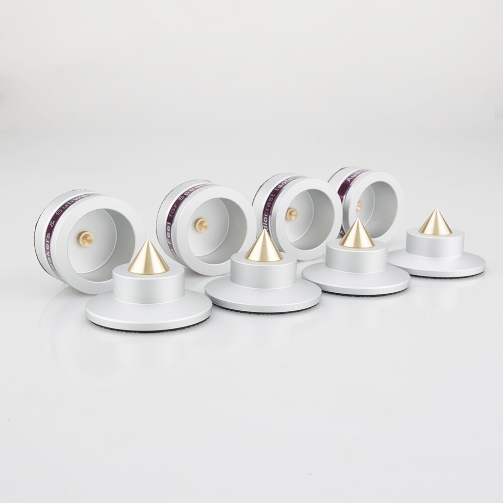 4 Stuks Aluminium Black &amp; Silver Shockproof Spike + Pad Isolatie Stand Hifi Versterkers