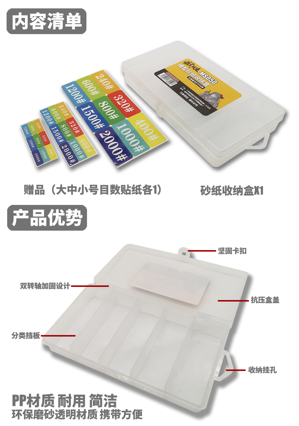 Model Sandpaper Polishing Board Storage Box (Excluding Sandpaper)