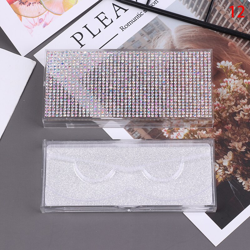 1pcs Popular 3D False Eyelashes Packaging Empty Lash Case Bling Glitter Eyelash Pull Box Diamond False Eyelash Packaging Box: N12