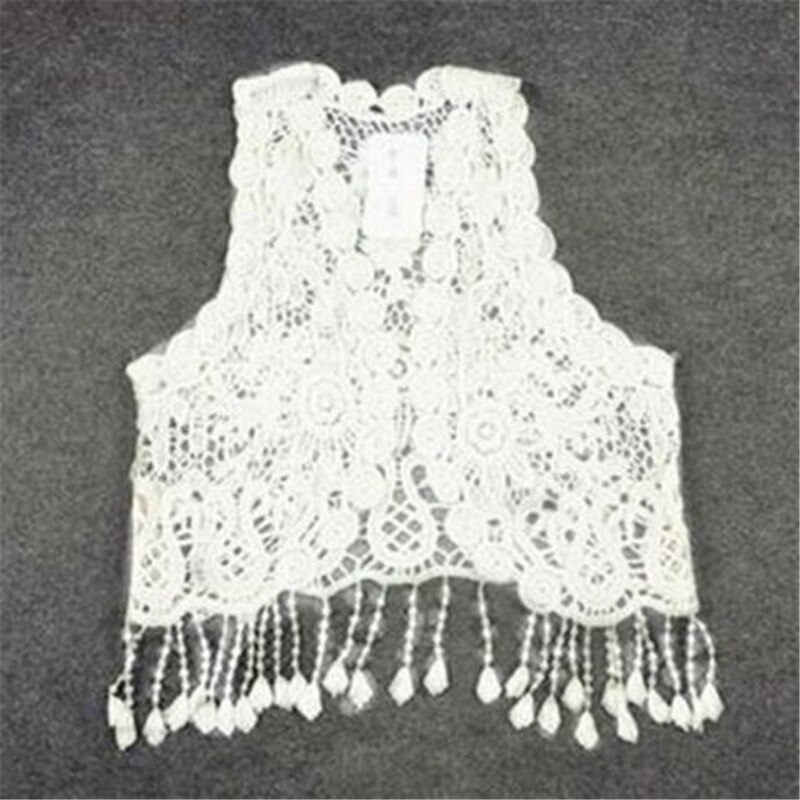 spring Summer baby Boy Girls Vest Jacket Kid Cotton Waistcoat baby Solid Liner Crochet Lace Hollow Cardigan Tops Tassels: white