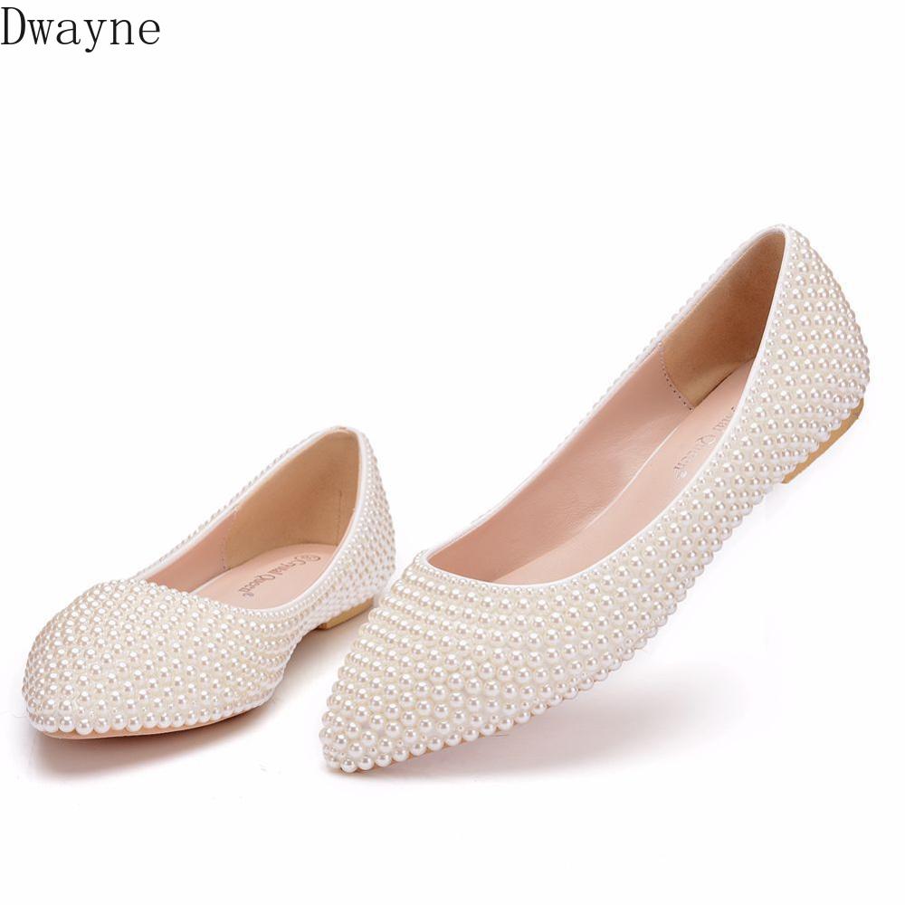 Witte kralenketting voor bruid en bruidegom, temperamentvolle schoenen, handgemaakte parels, casual schoenen, grote maten damesschoenen 41,42,43