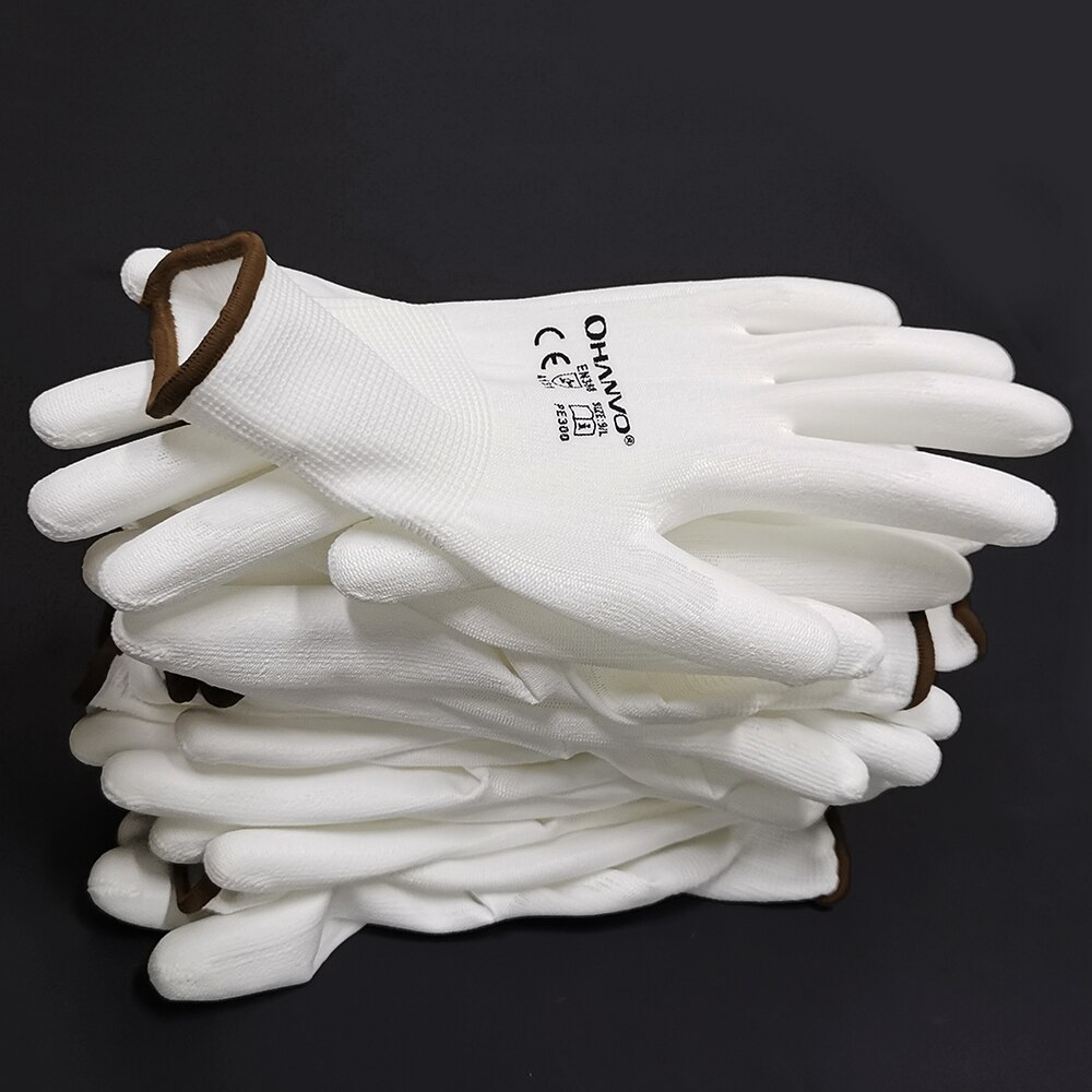 10 Pairs Pu Nitril Coating Werkhandschoenen Gecoate Palm Handschoenen Mechanic Werken Handschoenen Hebben Ce Gecertificeerd EN388