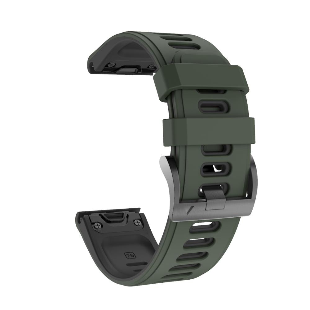 Anbest 26mm silikon klokkerem for fenix 6x 5x sport silikon klokkerem med hurtigreim for fenix 5x 3 3 hr: Militærgrønn