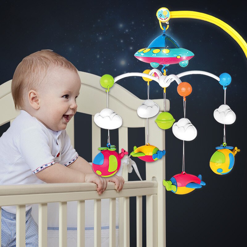 QWZ Baby Crib Mobiles Rattles Toys Bed Bell Carousel For Cots Projection Infant Babies Toy 0-12 months For Newborns