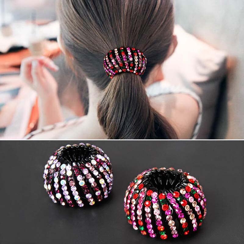 Meisjes Kristal Haar Clips Strass Paardenstaart Houder Haar Klauw Haaraccessoires Vrouwen Ball Head Hoofddeksels Haarspeld Clip