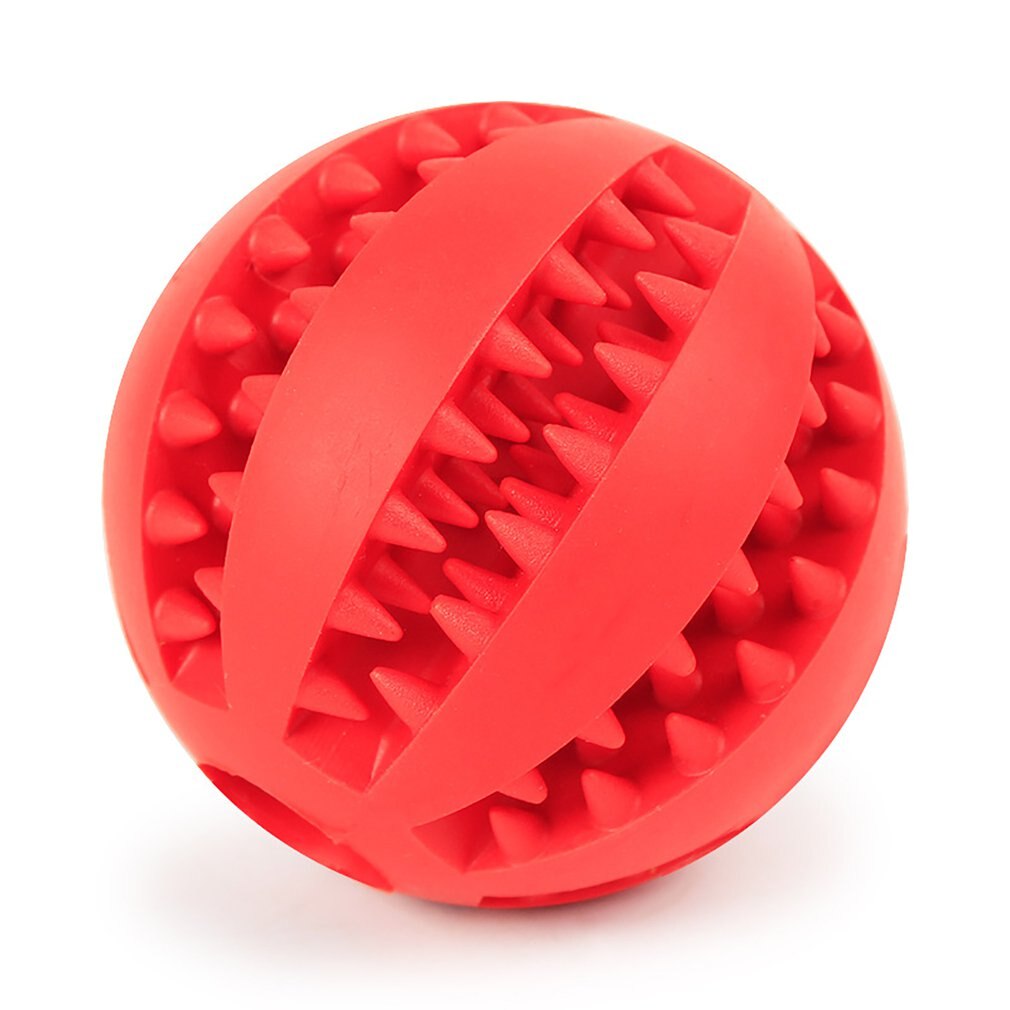 Dog Ball Toys for Pet Durable Non-Toxic Strong Teeth Cleaning/Chewing/Playing IQ Treat Ball Dog Chew Toy Soft Rubber Ball: Red