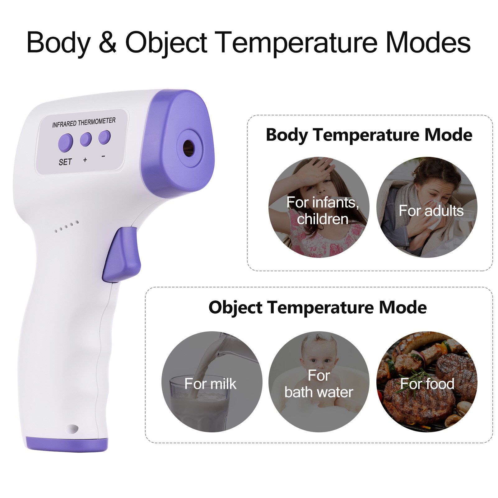 Portable Non-Contact Infrared Forehead Thermometer Body Object Temperature Gauge Switchable ℃ ℉ Temperature High Accuracy LCD