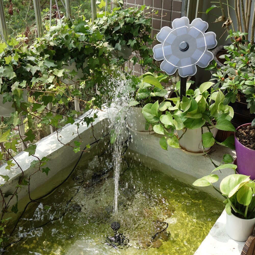 Solar Fountain Pump for Bird Bath Flower Shaped Solar Panel with Stake 7.7"/2.5W Solar Powered Sprinkler Fountain Pump
