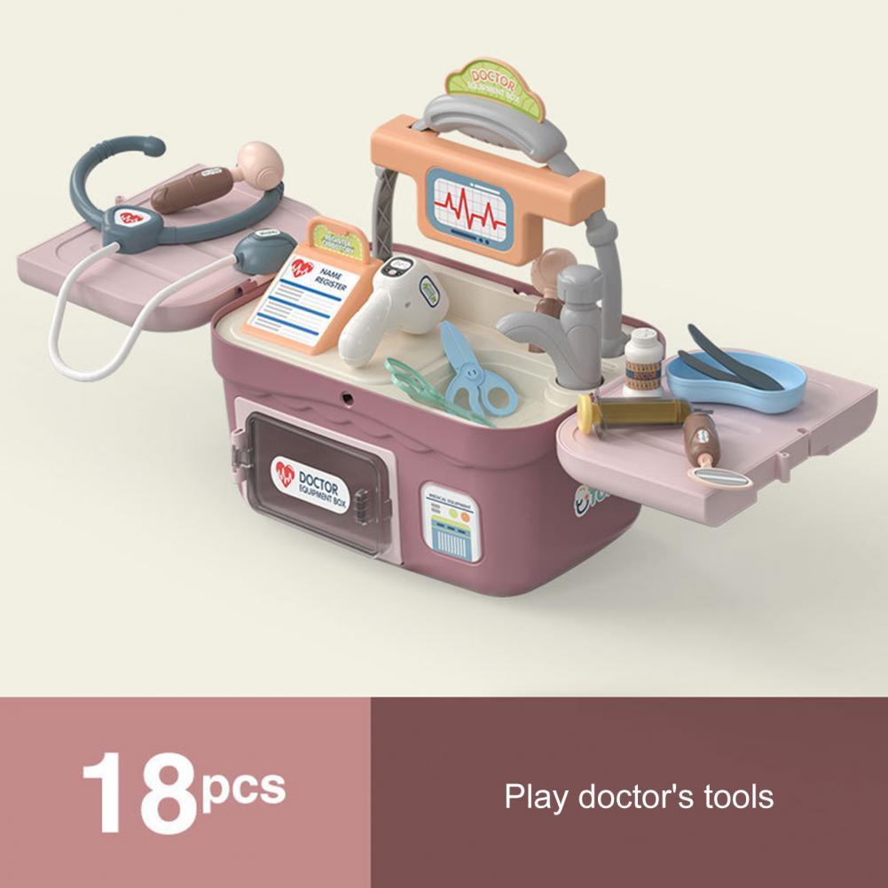 18Pcs/Set Pretend Play Toy Fully Equipped Long Lifespan Plastic Medicals Suitcase Pretend Play Toy for Household