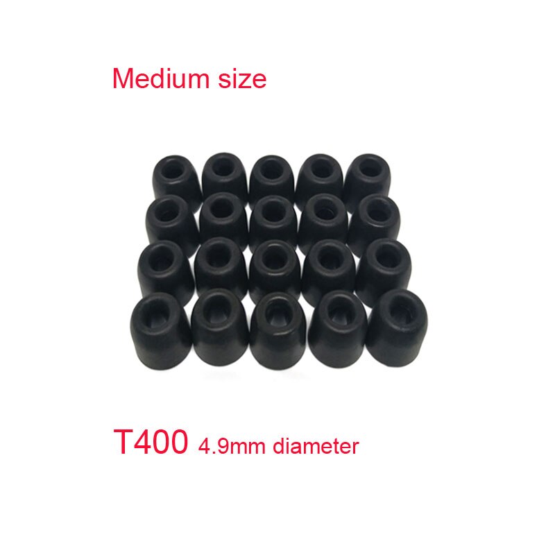 20 st /10 par anjirui  t400 4.9mm (  l ms ) caliber öronproppar bomull för öron hörlursspetsar skum minnessvamp öronkudde: T400 (  m) svart
