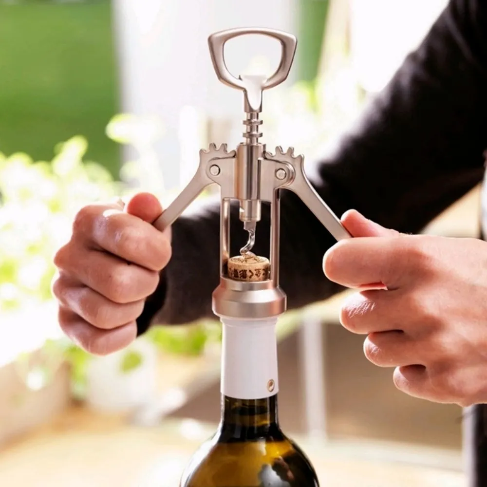 Abridor de vino de acero inoxidable, abridor de vino tinto, tipo ala, Sommeliers de Metal, sacacorchos, abridores de botellas, sacacorchos, removedor de corcho de vino