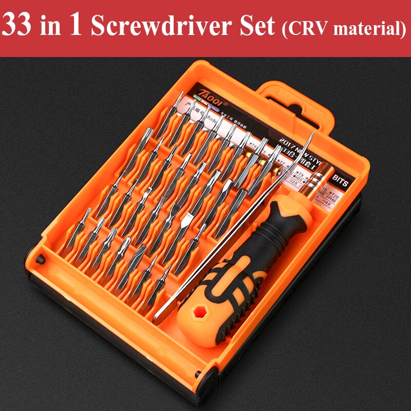 Screwdriver Kit Precision Magnetic Bits DIY Dismountable Screw Driver Set Mini Tool Case For Smart Home PC Phone Repair: 33 IN 1 (CRV)