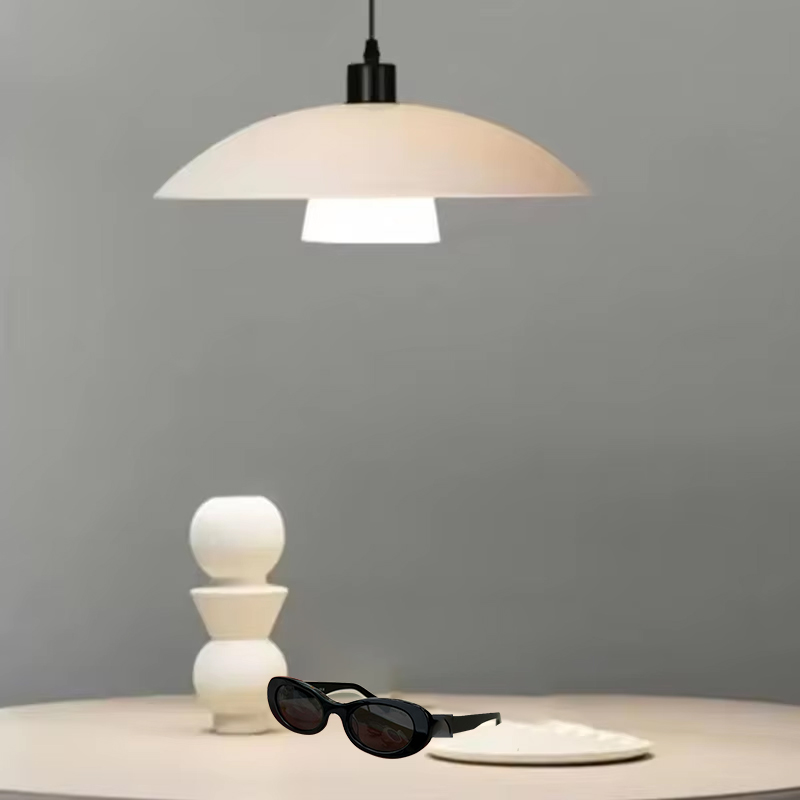 Led slaapkamer eetkamerlamp plafondlamp huis crème zwart plafondlamp franse retro ronde studielamp  k48: Zwart