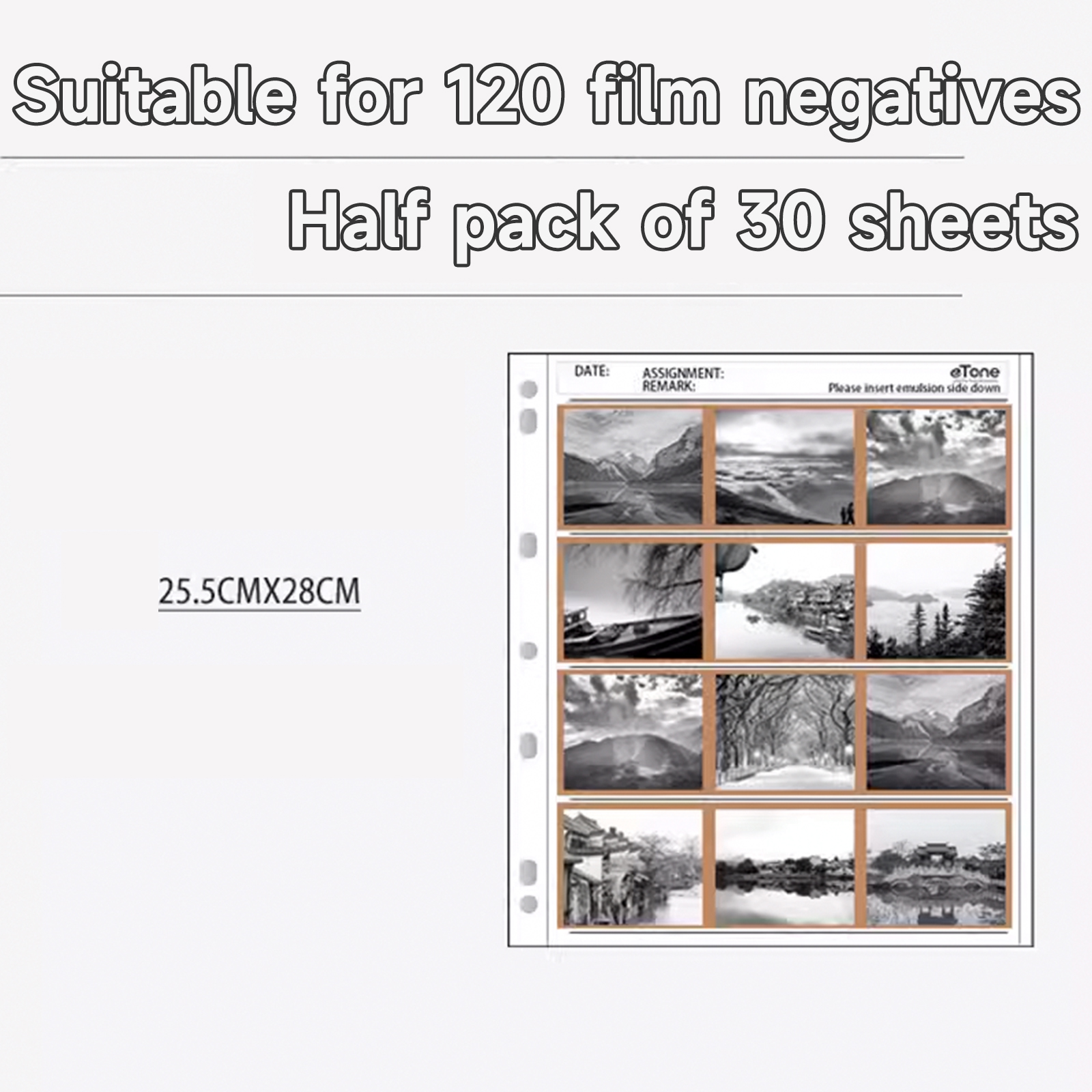 Negatives Film Storage Box OR Acid-free Film Album 3-Rings Binder Archives Print File Filing Photo Saving Hard Slip Cas: Navy Blue