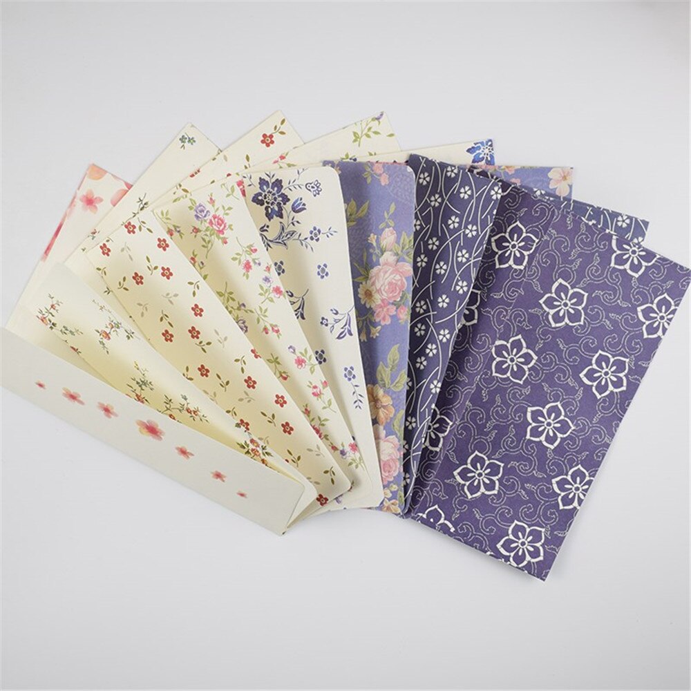 Sobres de flores Vintage, 5 uds., cubierta romántica de papel de carta, para manualidades, tarjetas de polietileno y bolsas de embalaje, cubierta para pagos, suministros para fiestas y bodas