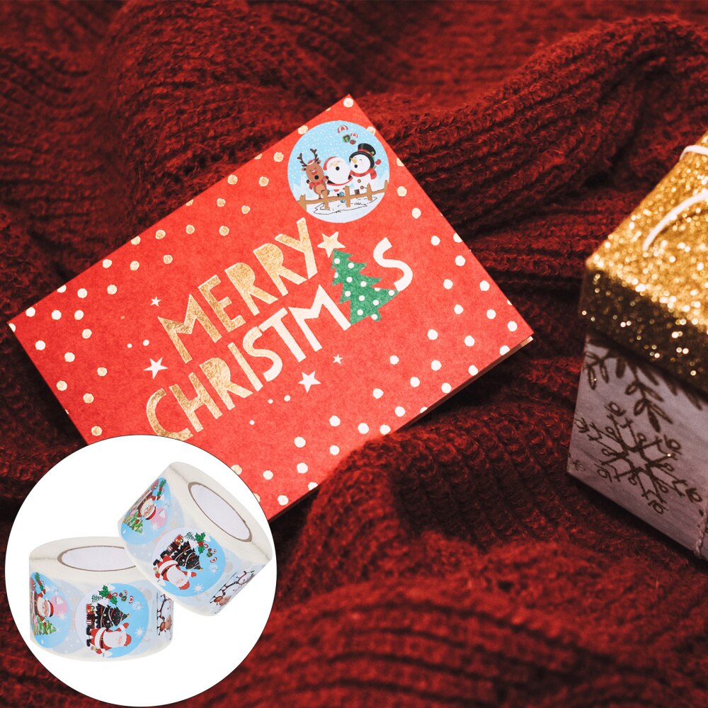 2 Rolls Kerstmis Zelfklevende Afdichting Stickers Wikkelen Stickers Label Ronde Label Partij Gunst Voor Decor Christmas Party