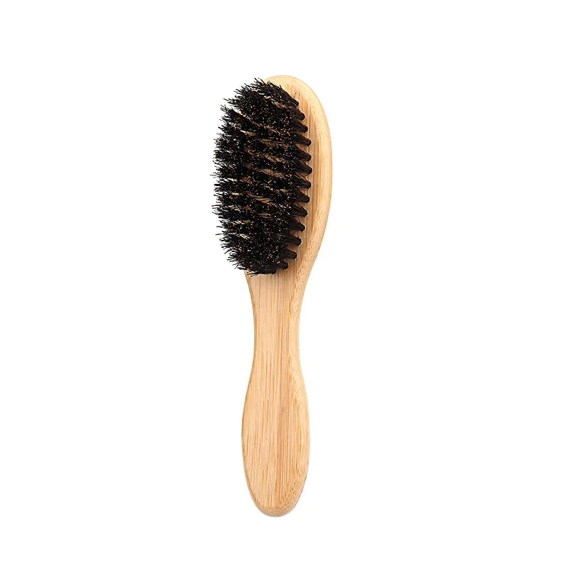 Cepillo para el pelo con cerdas de jabalí para moño de cola de caballo y alisador de pelos de bebé, pedernal, control de bordes, peinado y provocación: Negro