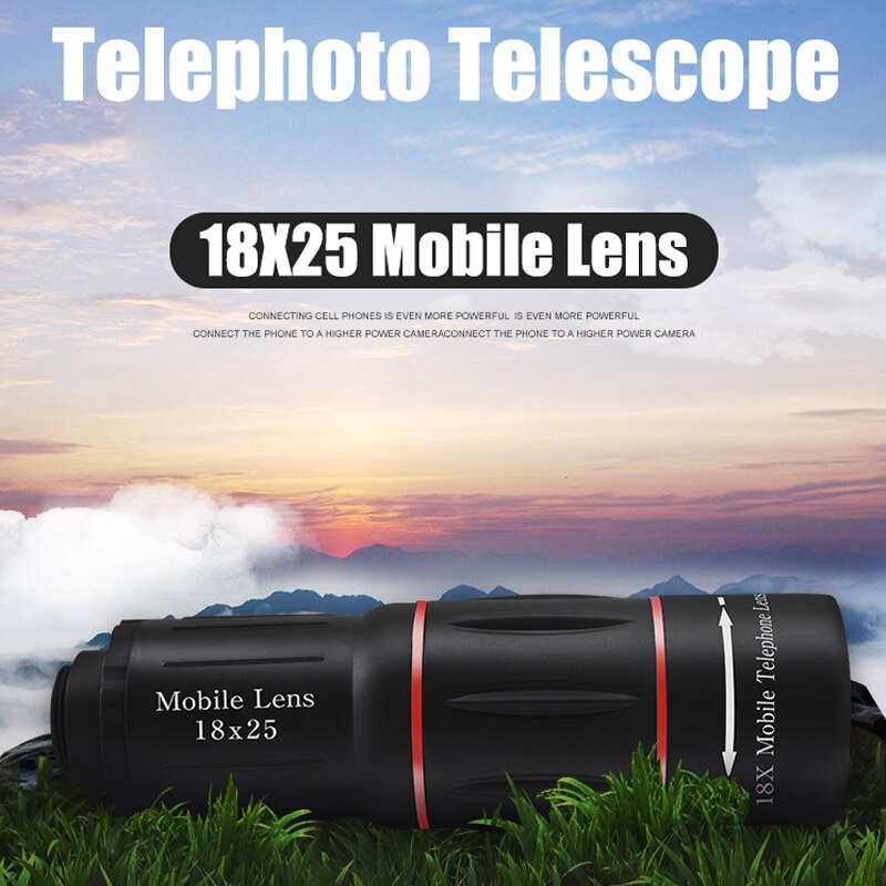 18x25 Monocular Zoom HD Optical Cell Phone Lens Universal Observing Survey 18X Telephoto Lens With Tripod For Smartphone