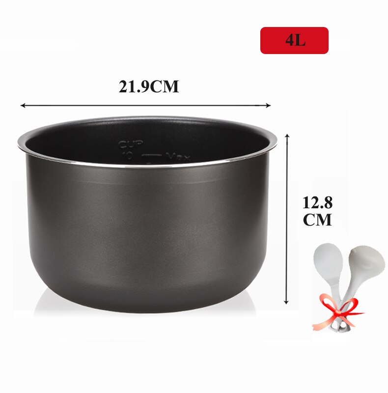 Elektrisk tryckkokare 1.6/3l/4l/5l/6l non-stick pot ris pot inre gall svart svart kristall inre tillbehör spis delar: 4l