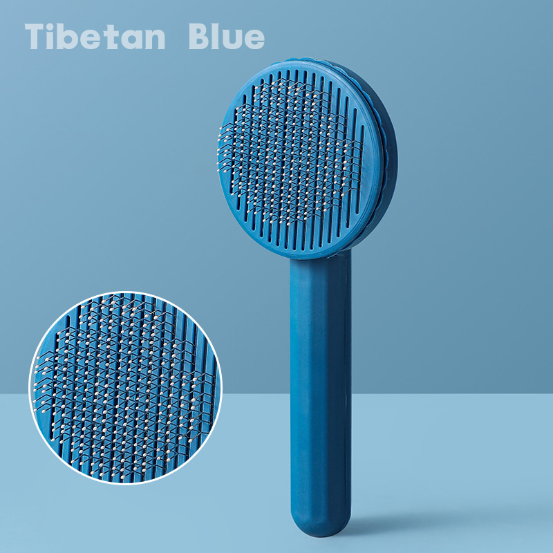 Cepillo para gatos, cepillo para el cuidado de mascotas, para eliminar pelos, removedor de pelo para gatos, peine para quitar el pelo de mascotas, accesorios para el cuidado de cachorros y gatitos: Azul
