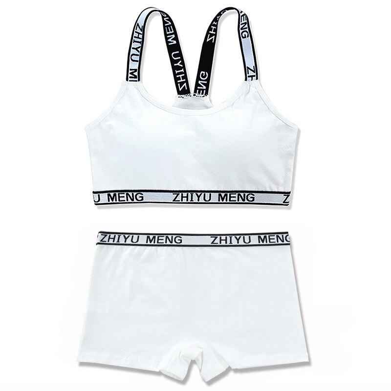 4 Set/lotto Teenager Biancheria Intima Delle Ragazze di Cotone Imbottito Biancheria Intima Del Reggiseno Set 8-14Years