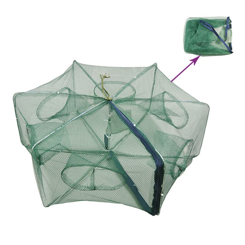 Foldable Fishing Net Crab Trap Cast Dip Cage Fishing Bait Fish Minnow Crawfish Shrimp 6 Imports Nylon Pot Nets