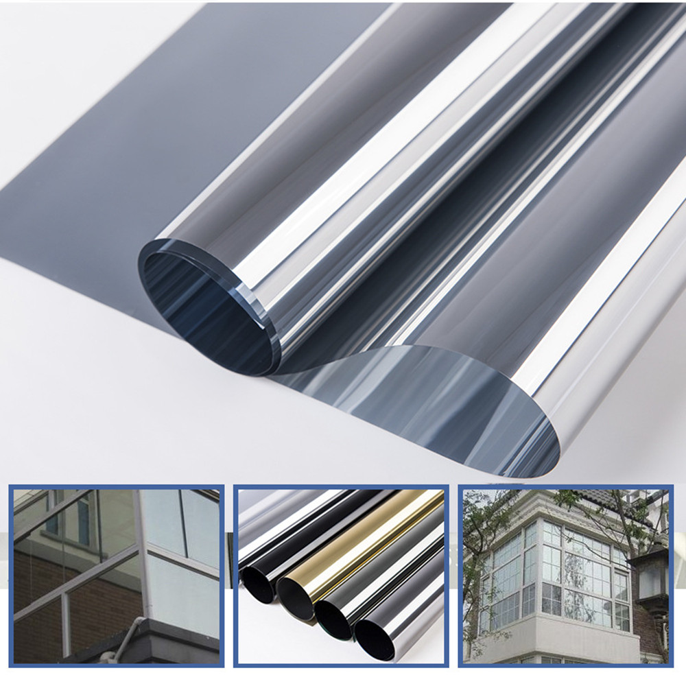 Silver Self Adhesive Glass Sticker Vinyl One Way Vision Mirror Effect Window Tint Film UV Rejection Heat Control for Home