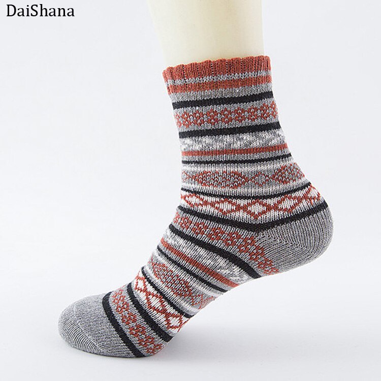 DaiShana 1 paar Casual Man Zachte Dikke Warme Sokken Konijn Wol Blends Warme Winter Sokken Man Retro Stijl Kleurrijke Ademend sokken: Khaki