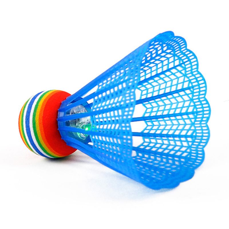 4pcs LED Lighting Badminton Birdies Glow in The Dark Night Nylon Shuttlecock Rainbow Ball Head for Outdoor Indoor Sports