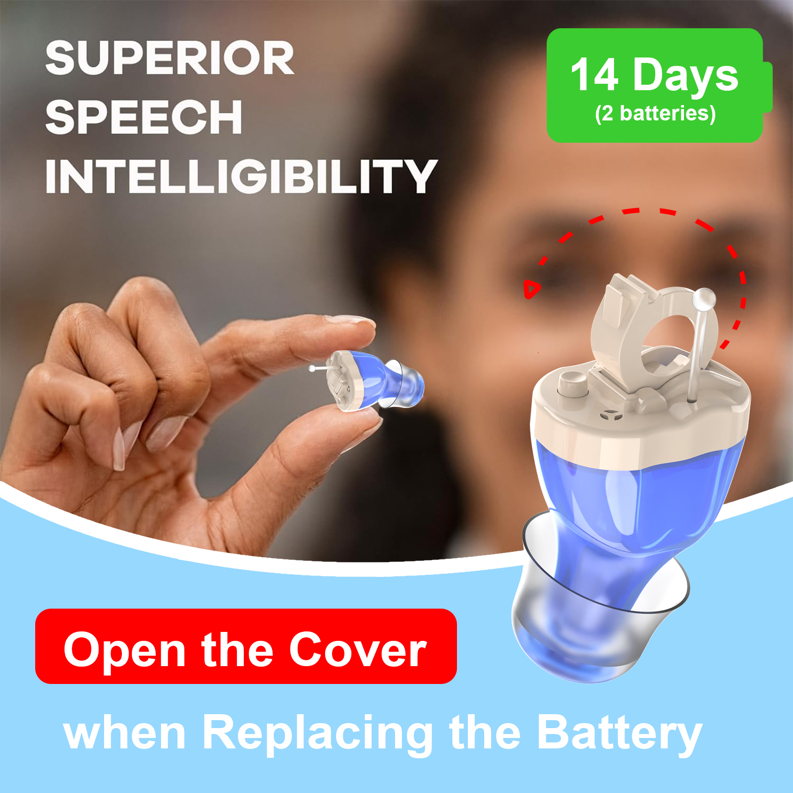 Aide auditive numérique invisible CIC avancé – Mini aide auditive sans fil claire, invisible et puissante pour la surdité des personnes âgées