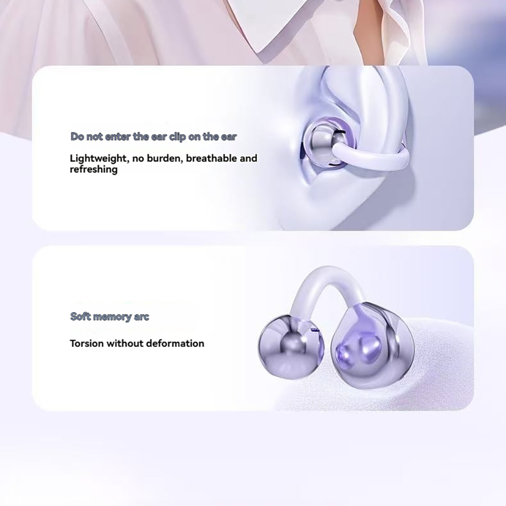 Open Ear Clip Wireless Headphone Blue Tooth 5.4 Earbuds Sports Waterproof Earphones HD Call With Charging Case LED Power Display