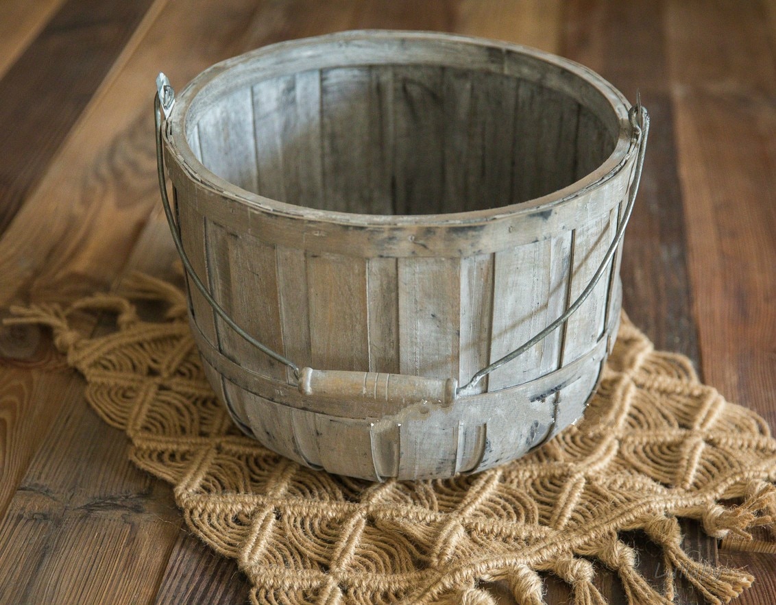 Baby Photography Props Wooden Posing Container Wooden Bucket Newborn Baby Shoot Accessories Studio Retro Posing Props