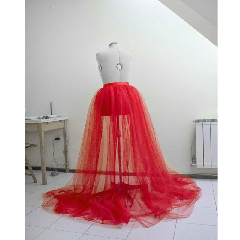 Vestido largo bohemio de gasa para mujer, faldas largas de tul con cordones, de cintura alta, para , boda y graduación: Rojo