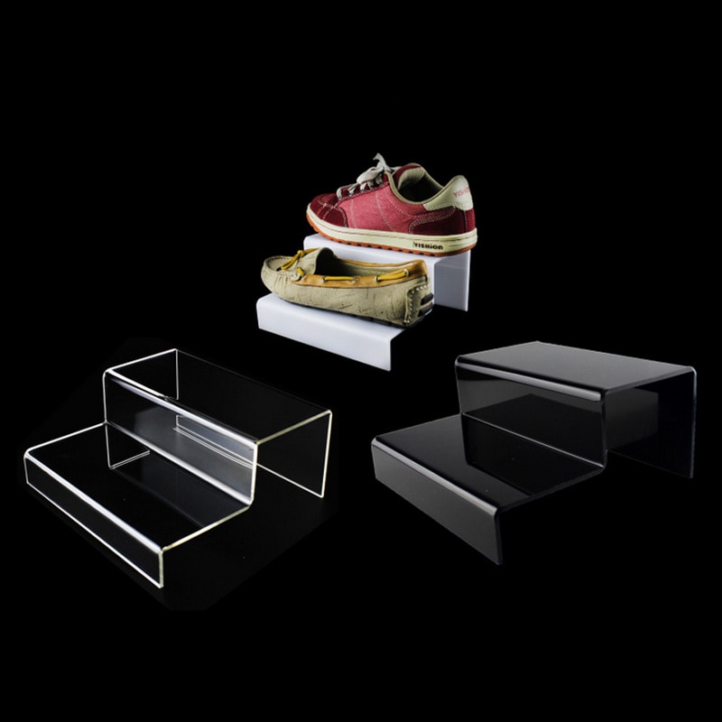 Acrilico Scala Doppia Scarpiera Scarpe e Accessori Portafoglio Telaio lucentezza Trasparenza chiodo polacco Rossetto Mensola di Esposizione di Gioielli