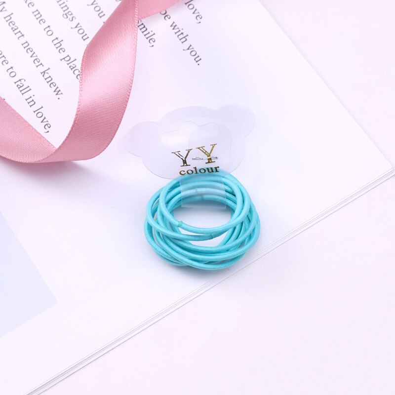 Lot d'élastiques en Nylon pour filles, couleurs acidulées, 3CM, lot de 30 pièces, bandes de caoutchouc pour enfants, porte-queue de cheval, accessoires pour cheveux: Bleu