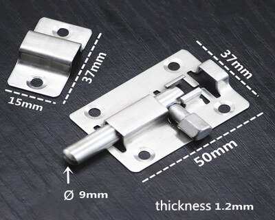 stainless steel Sliding bolt door lockSafety Lock for wooden doors protection gate latch furniture accessories: 2 inches  S